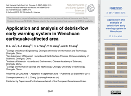Application and Analysis of Debris-Flow Early Warning System In