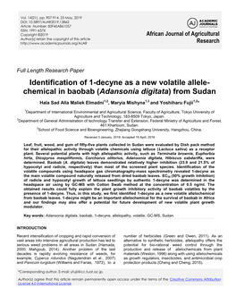 Chemical in Baobab (Adansonia Digitata) from Sudan