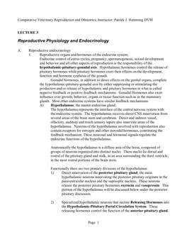 Reproductive Physiology and Endocrinology