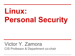 Linux: Personal Security