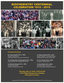 Biochemistry Centennial Celebration 1915 - 2015