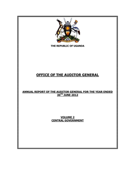 Annual Report of the Auditor General for the Year Ended 30Th June 2012