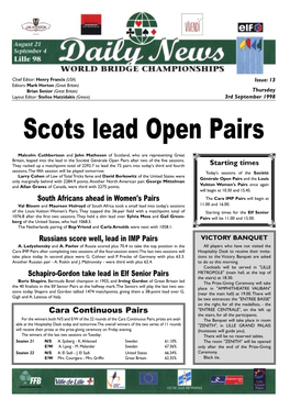 Scots Lead Open Pairs