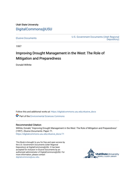 Improving Drought Management in the West: the Role of Mitigation and Preparedness
