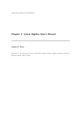 Chapter 2: Linear Algebra User's Manual