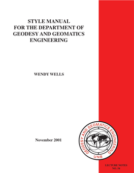 Style Manual for the Department of Geodesy and Geomatics Engineering