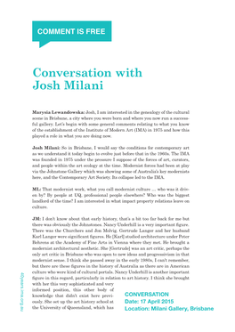 Conversation with Josh Milani