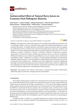 Antimicrobial Effect of Natural Berry Juices on Common Oral Pathogenic Bacteria