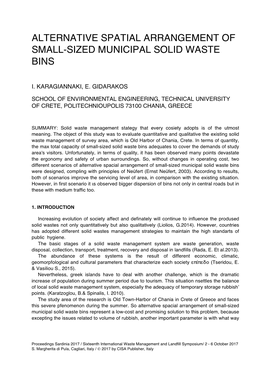 Alternative Spatial Arrangement of Small-Sized Municipal Solid Waste Bins