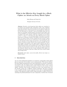 What Is the Effective Key Length for a Block Cipher