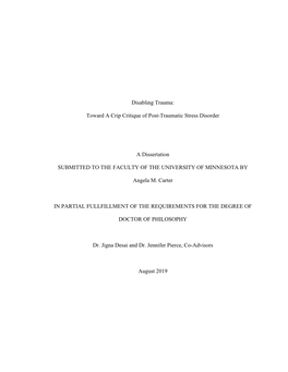 Disabling Trauma: Toward a Crip Critique of Post-Traumatic Stress