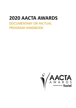 2020 Aacta Awards Documentary Or Factual Program Handbook