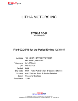 Lithia Motors Inc