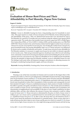 Evaluation of House Rent Prices and Their Affordability in Port Moresby, Papua New Guinea