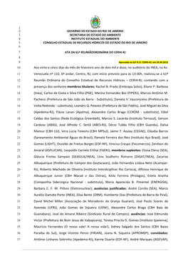 Aos Vinte E Cinco Dias Do Mês De Fevereiro Ano De Dois Mil E Doze, No Auditório Do INEA, Na Av