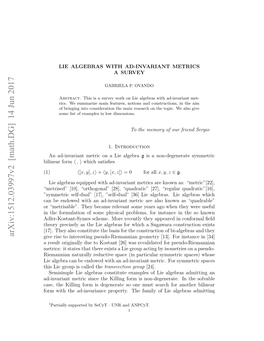 Lie Algebras with Ad-Invariant Metrics. a Survey