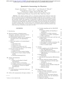 Quantitative Immunology for Physicists