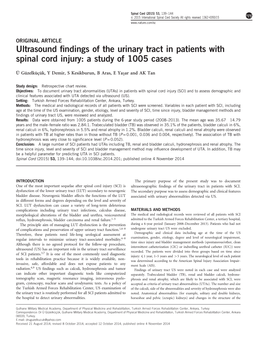 Ultrasound Findings of the Urinary Tract in Patients with Spinal Cord