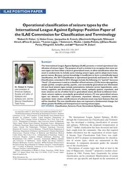 Operational Classification of Seizure Types by the International League Against Epilepsy: Position Paper of the ILAE Commission