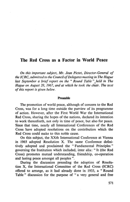 The Red Cross As a Factor in World Peace