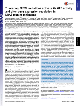 Truncating PREX2 Mutations Activate Its GEF Activity and Alter Gene