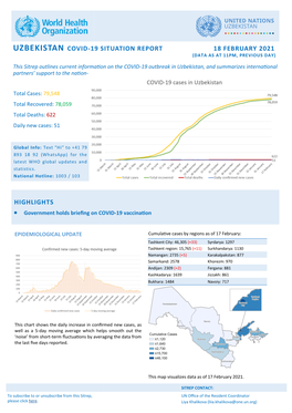 Highlights Uzbekistan Covid-19 Situation Report 18