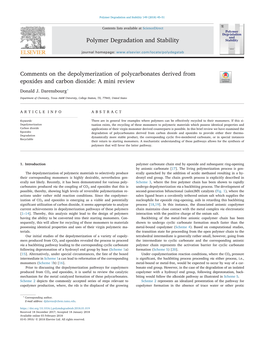 Comments on the Depolymerization of Polycarbonates Derived from Epoxides and Carbon Dioxide: a Mini Review