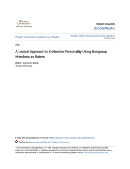 A Lexical Approach to Collective Personality Using Nongroup Members As Raters