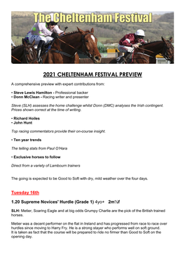 2021 Cheltenham Festival Preview
