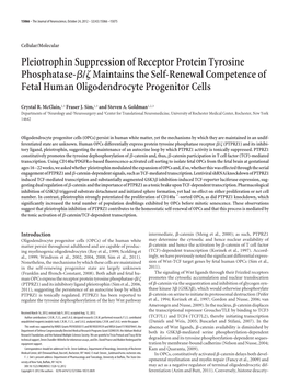 Pleiotrophin Suppression of Receptor Protein Tyrosine Phosphatase-ß