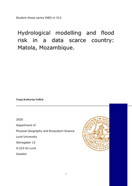 Hydrological Modelling and Flood Risk in a Data Scarce Country: Matola, Mozambique