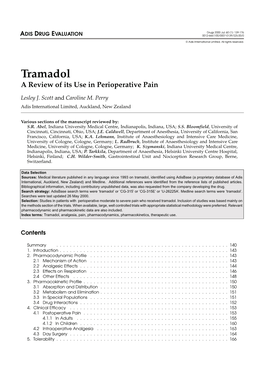 Tramadol: a Review of Its Use in Perioperative Pain