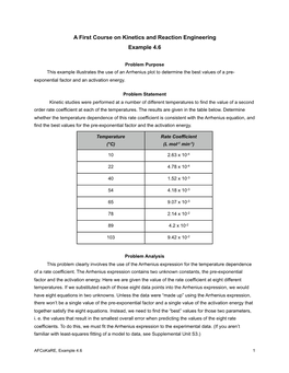 A First Course on Kinetics and Reaction Engineering Example 4.6