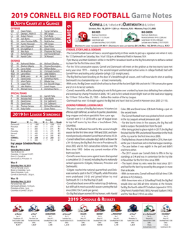 2019 CORNELL BIG RED FOOTBALL Game Notes