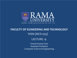 Faculty of Egineering and Technology Lecture -9