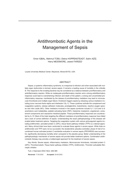 Antithrombotic Agents in the Management of Sepsis