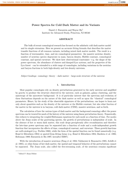 Power Spectra for Cold Dark Matter and Its Variants