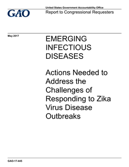 EMERGING INFECTIOUS DISEASES : Actions Needed to Address