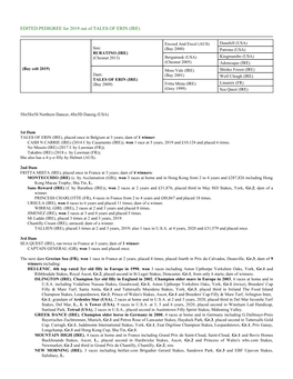 EDITED PEDIGREE for 2019 out of TALES of ERIN (IRE)