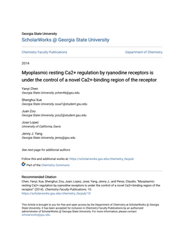 Myoplasmic Resting Ca2+ Regulation by Ryanodine Receptors Is Under the Control of a Novel Ca2+-Binding Region of the Receptor