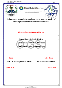 Utilization of Natural Microbial Sources to Improve Quality of Feseekh Produced Under Controlled Conditions Graduation Project P