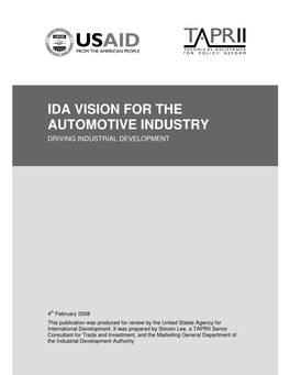 Ida Vision for the Automotive Industry Driving Industrial Development