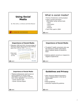 Using Social Media What Is Social Media?