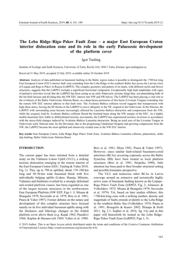 The Leba Ridge–Riga–Pskov Fault Zone – a Major East European Craton Interior Dislocation Zone and Its Role in the Early Palaeozoic Development of the Platform Cover