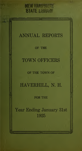 Annual Report of the Town Officers of the Town of Haverhill, New