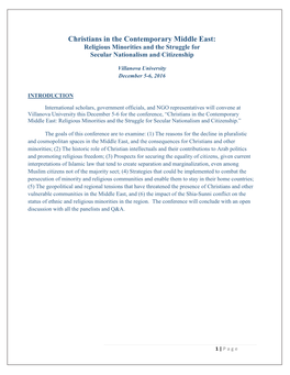 Christians in the Contemporary Middle East: Religious Minorities and the Struggle for Secular Nationalism and Citizenship