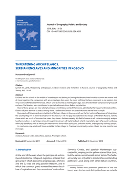 Threatening Archipelagos. Serbian Enclaves and Minorities in Kosovo