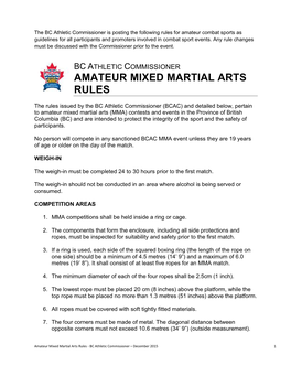 Amateur Mixed Martial Arts Rules