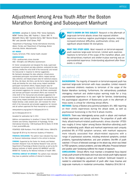 Adjustment Among Area Youth After the Boston Marathon Bombing and Subsequent Manhunt