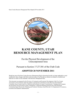 Kane County, Utah Resource Management Plan